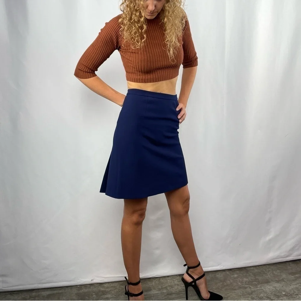 Diane Von‎ Furstenberg Eliza Pleated Skirt in Navy Blue Size 0